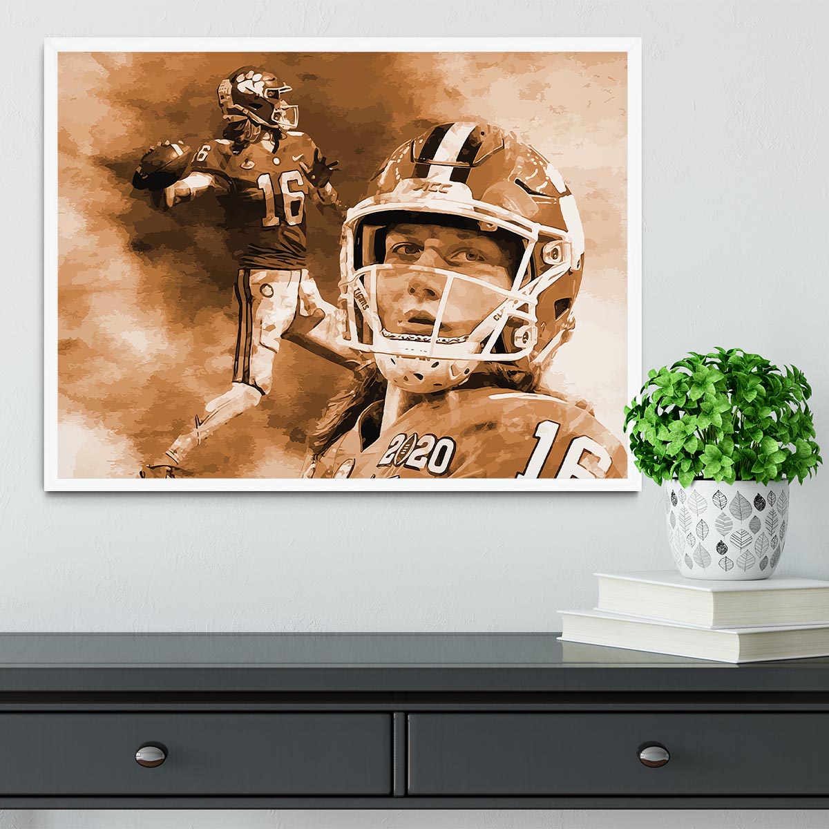 Trevor Lawrence Wallpaper Sepia Framed Print - Canvas Art Rocks -6