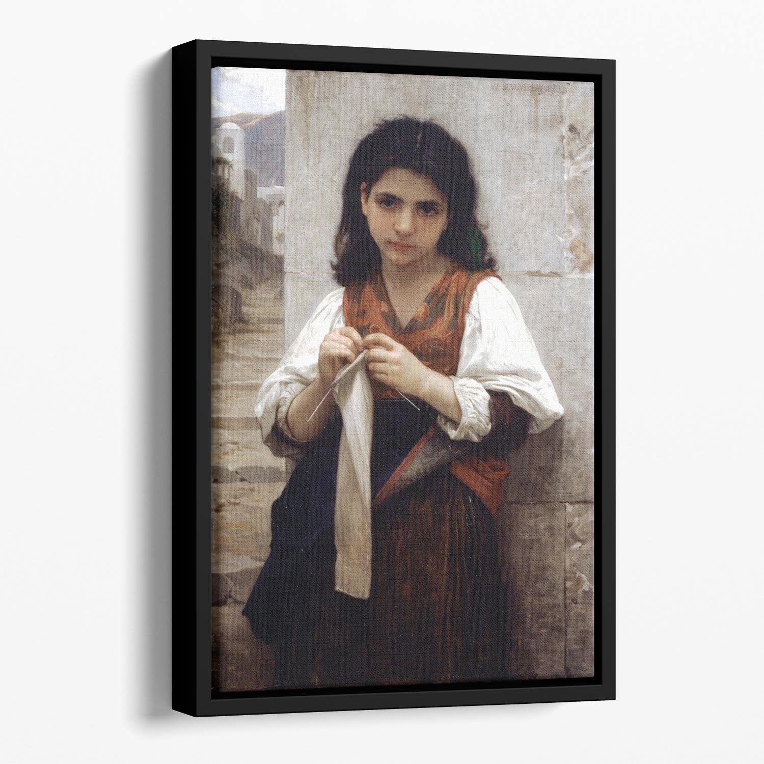 Tricoteuse By Bouguereau Floating Framed Canvas