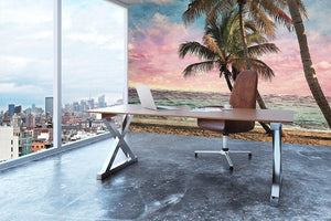 Tropical Beach At Sunset Wall Mural Wallpaper - Canvas Art Rocks - 3