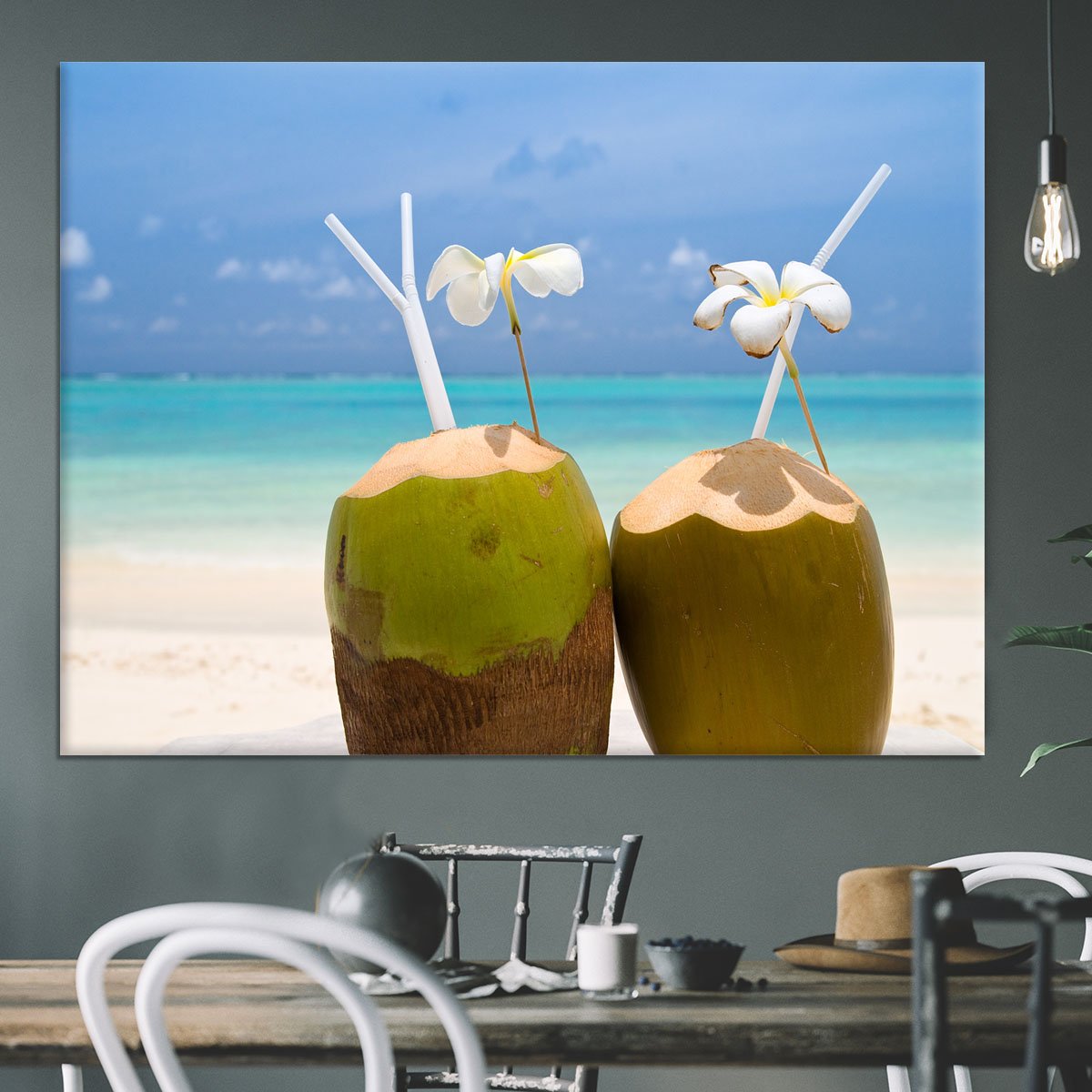 Tropical Coconut Cocktail Canvas Print or Poster