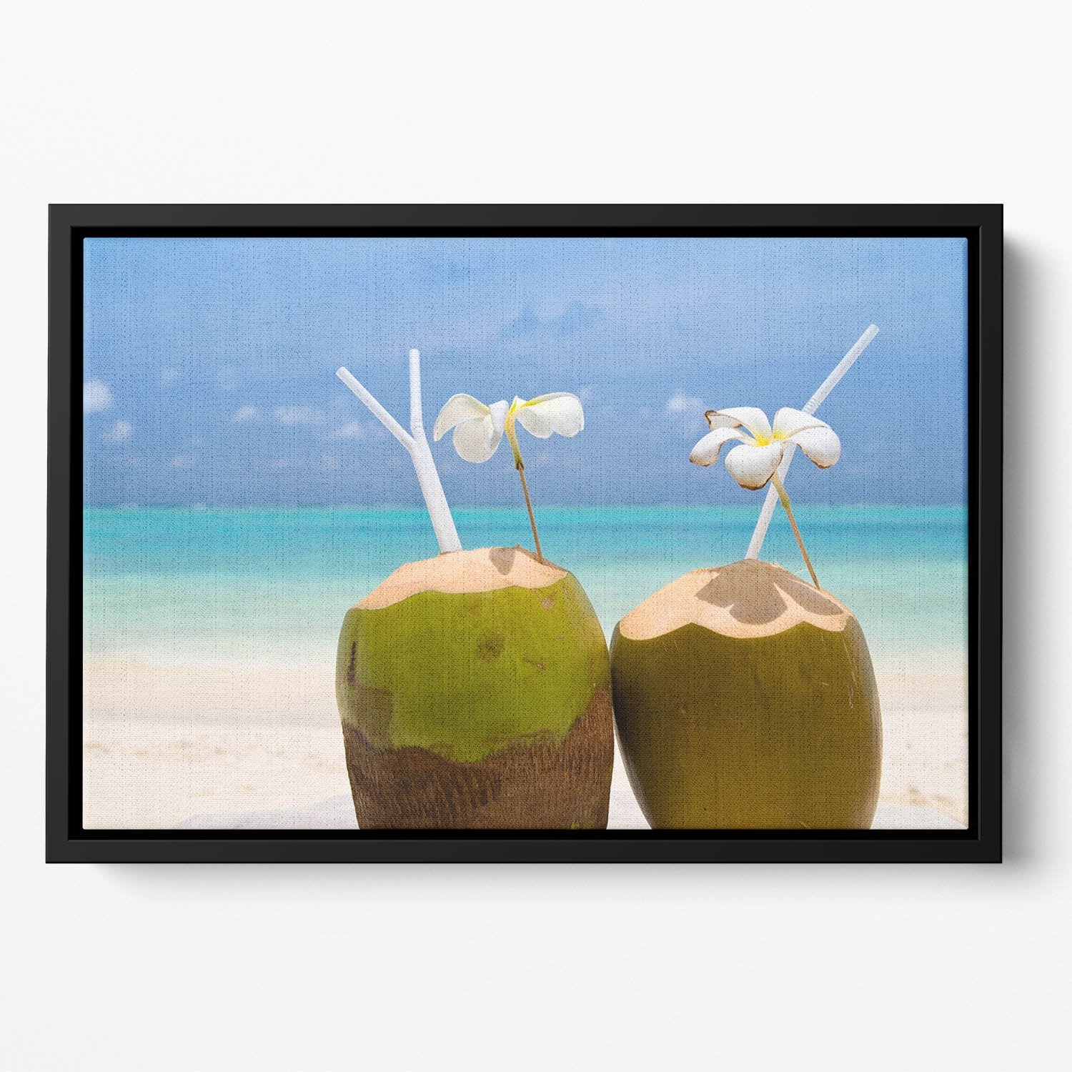 Tropical Coconut Cocktail Floating Framed Canvas