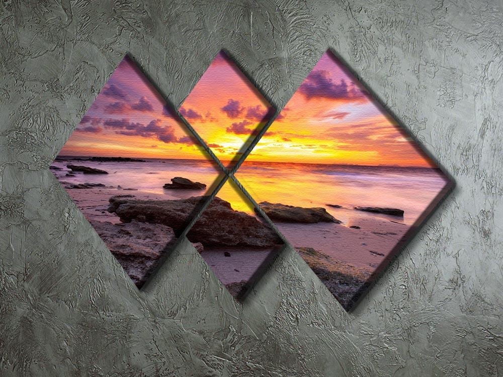 Tropical beach at beautiful sunset 4 Square Multi Panel Canvas  - Canvas Art Rocks - 2