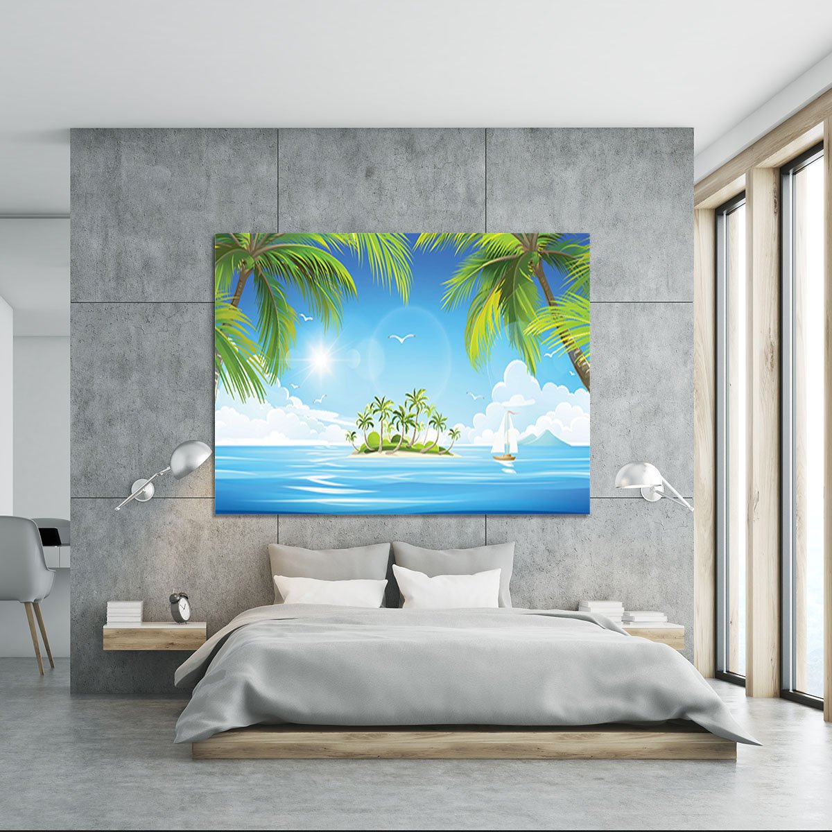Tropical island with palm trees Canvas Print or Poster