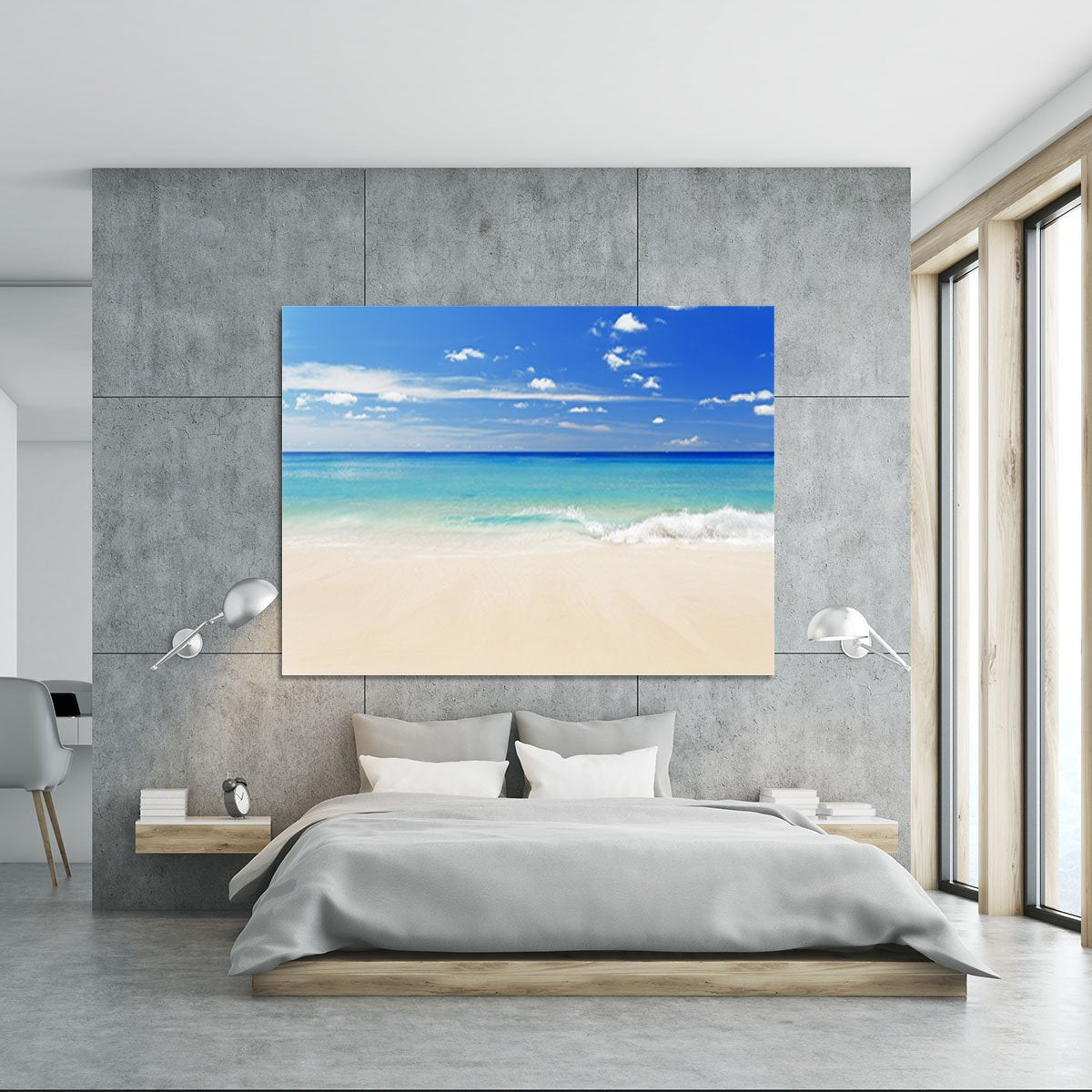 Tropical white sand beach and blue sky Canvas Print or Poster