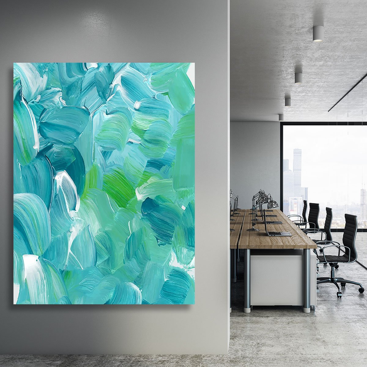 Turquoise blue oil paint Canvas Print or Poster