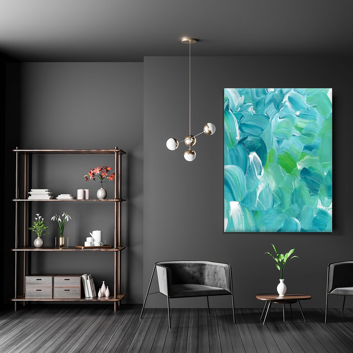 Turquoise blue oil paint Canvas Print or Poster