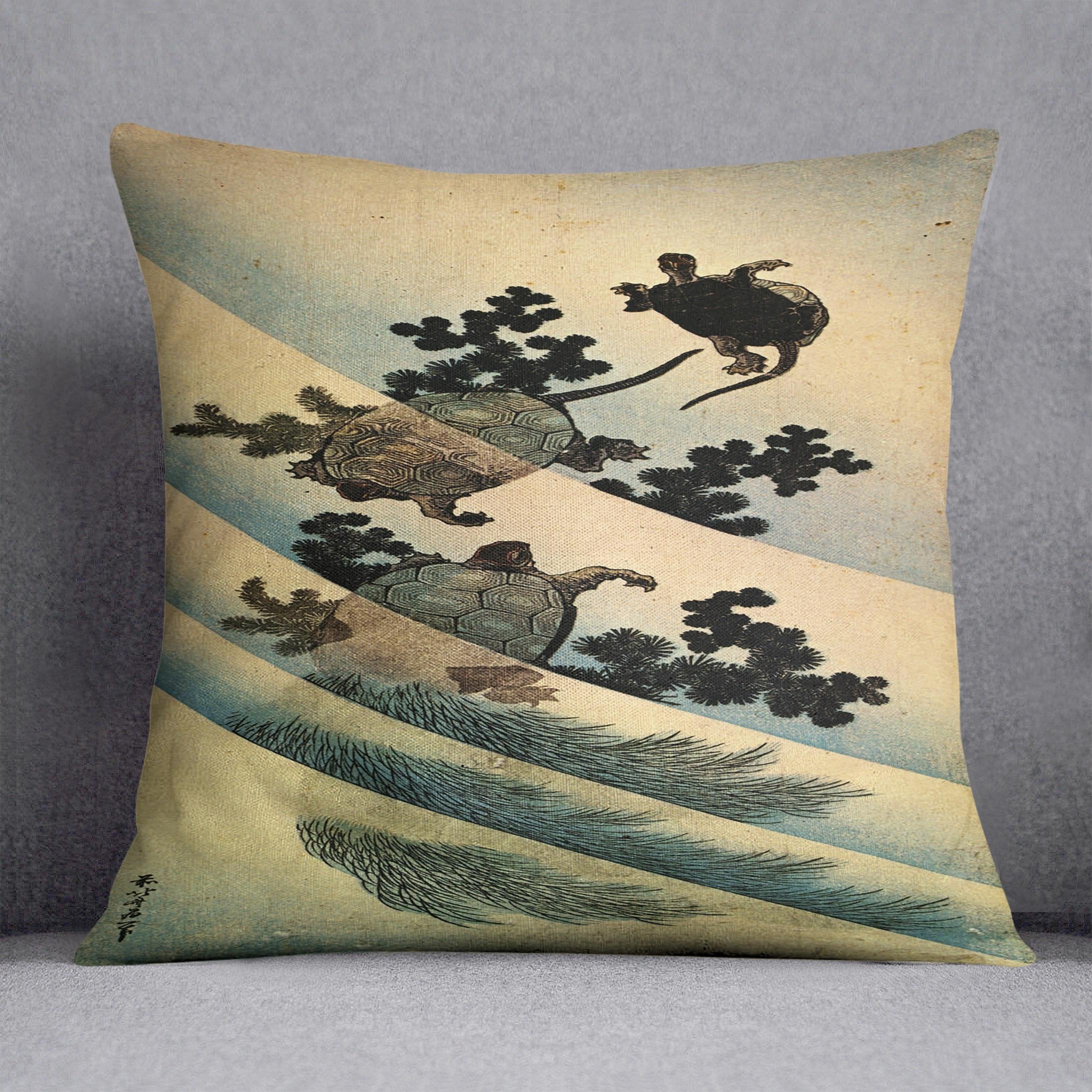 Turtles by Hokusai Throw Pillow