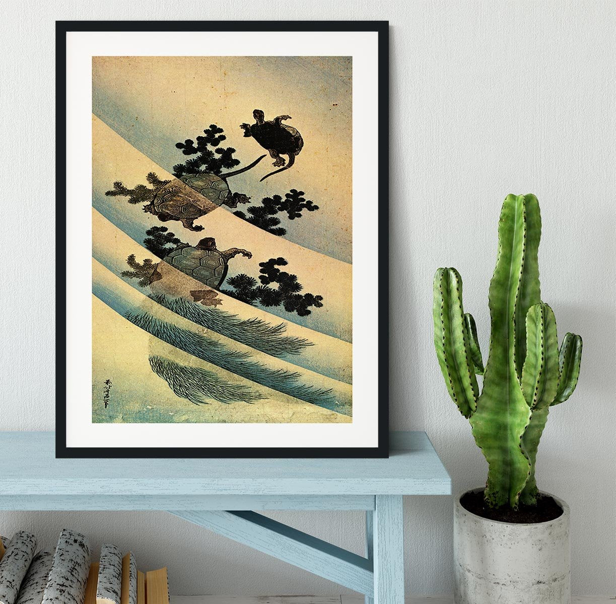 Turtles by Hokusai Framed Print - Canvas Art Rocks - 1
