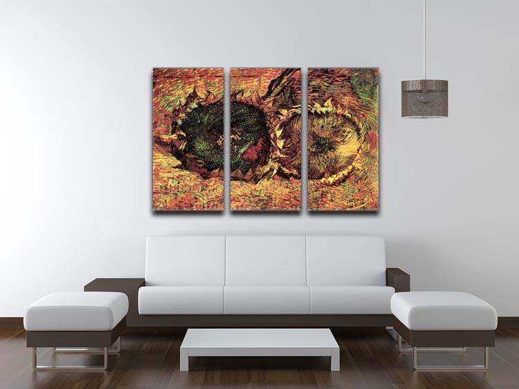 Two Cut Sunflowers 2 by Van Gogh 3 Split Panel Canvas Print - Canvas Art Rocks - 4