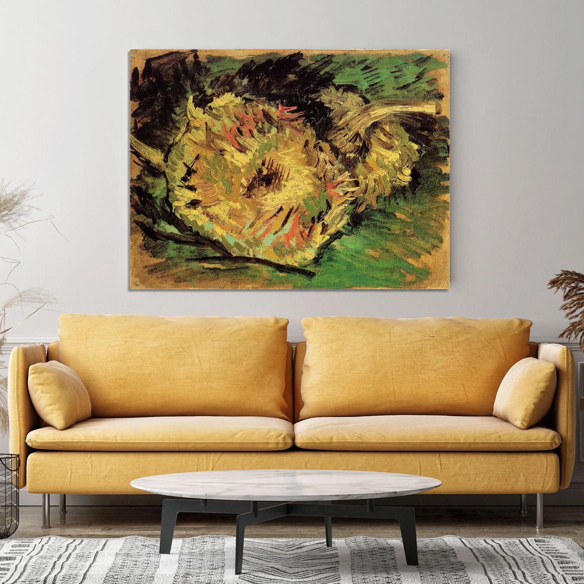 Two Cut Sunflowers by Van Gogh Canvas Print or Poster