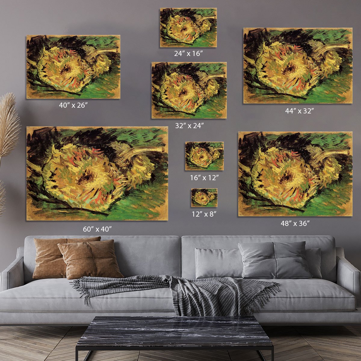 Two Cut Sunflowers by Van Gogh Canvas Print or Poster