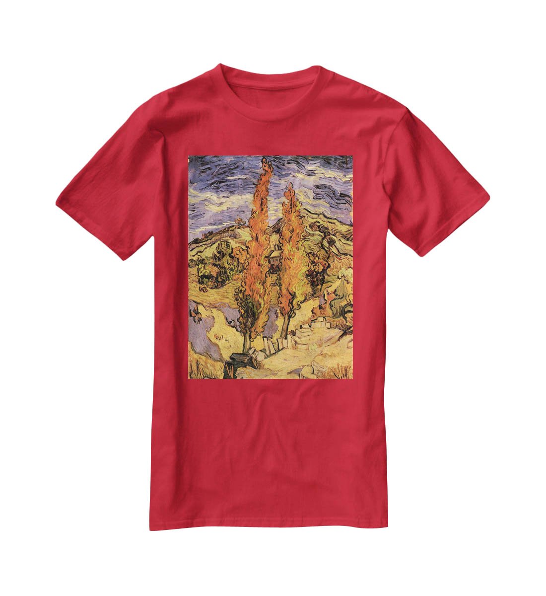 Two Poplars on a Road Through the Hills by Van Gogh T-Shirt - Canvas Art Rocks - 4