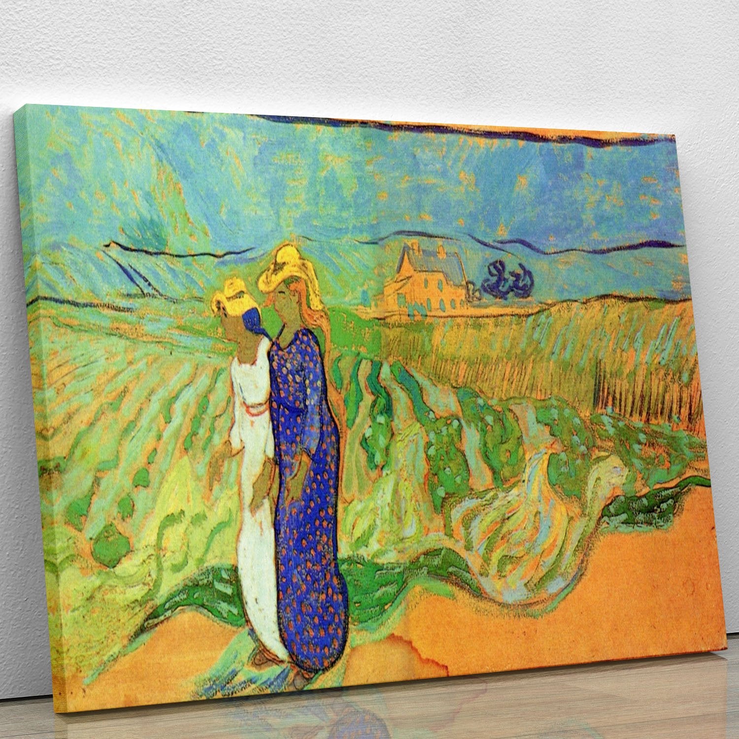 Two Women Crossing the Fields by Van Gogh Canvas Print or Poster