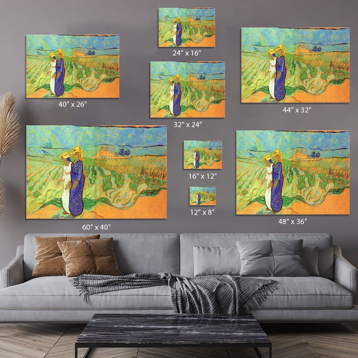 Two Women Crossing the Fields by Van Gogh Canvas Print or Poster
