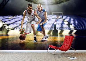 Two basketball players action Wall Mural Wallpaper - Canvas Art Rocks - 2