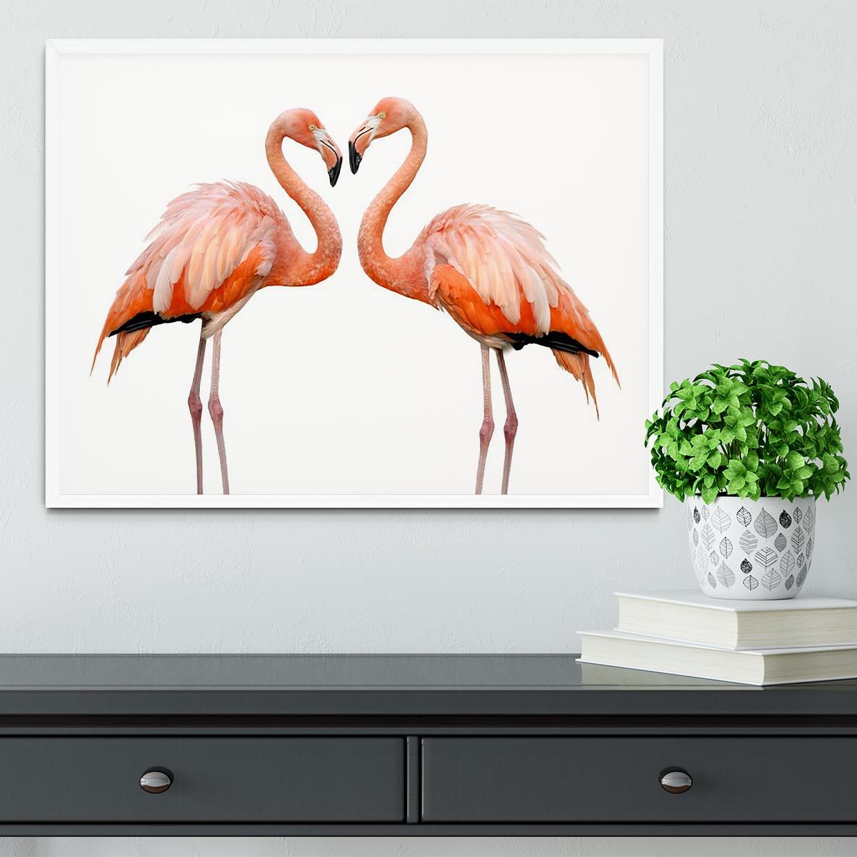 Two beautiful flamingos in love Framed Print - Canvas Art Rocks -6