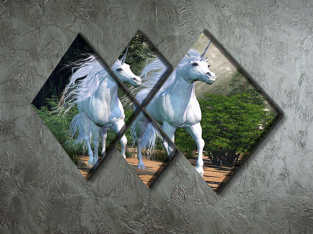 Two buck unicorns run together 4 Square Multi Panel Canvas  - Canvas Art Rocks - 2