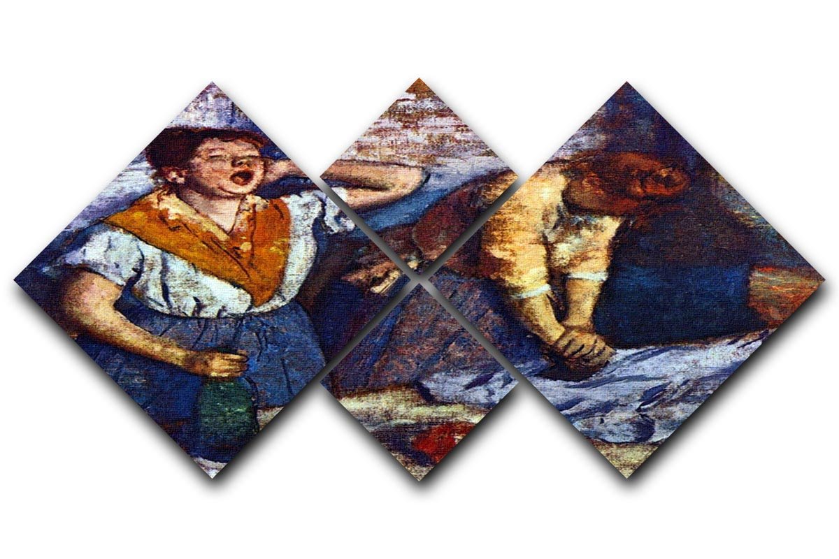 Two cleaning women by Degas 4 Square Multi Panel Canvas - Canvas Art Rocks - 1
