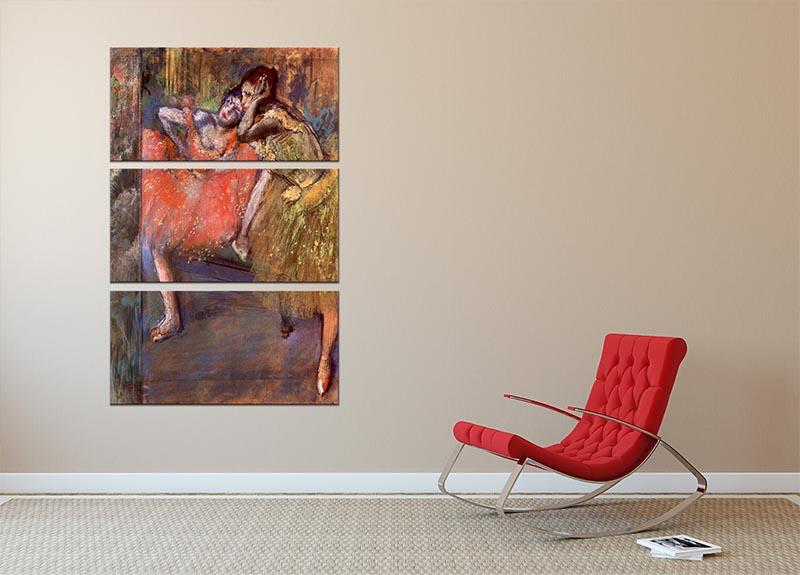 Two dancers behind the scenes by Degas 3 Split Panel Canvas Print - Canvas Art Rocks - 2