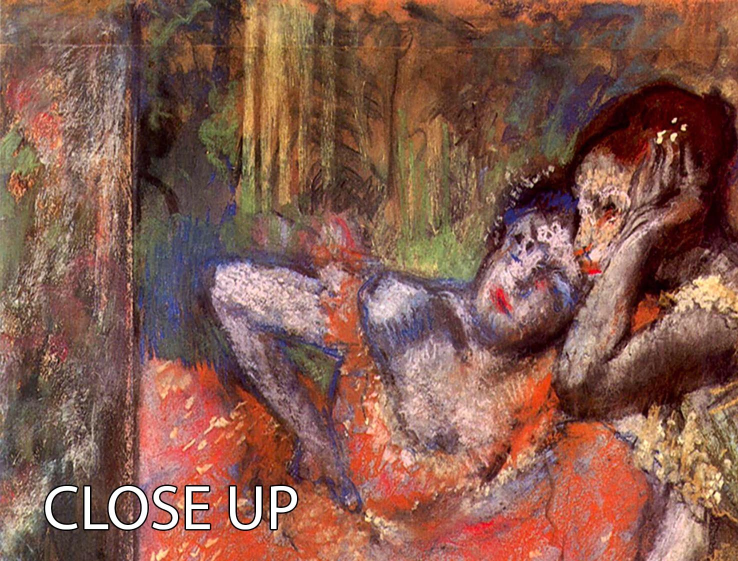 Two dancers behind the scenes by Degas 3 Split Panel Canvas Print - Canvas Art Rocks - 3