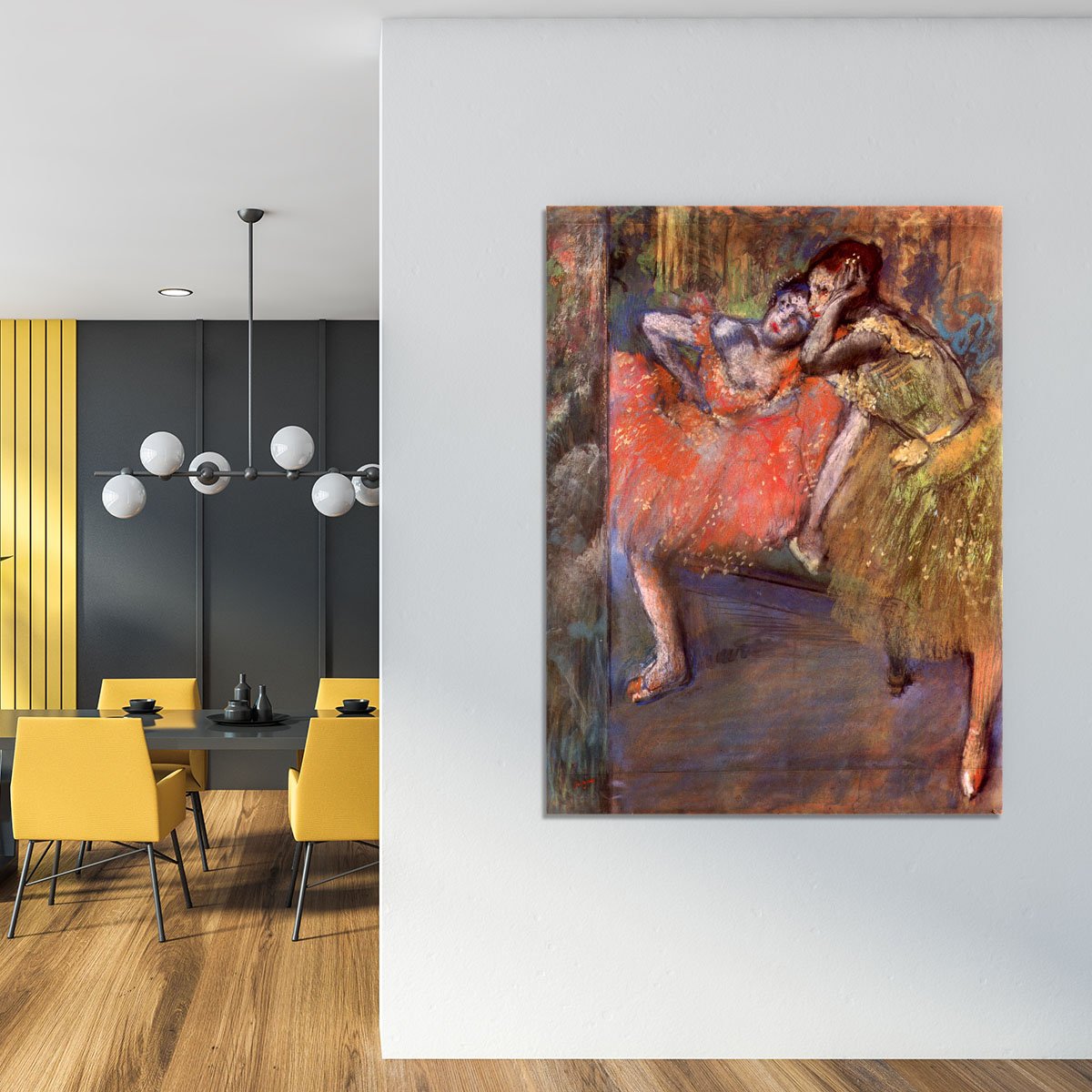 Two dancers behind the scenes by Degas Canvas Print or Poster