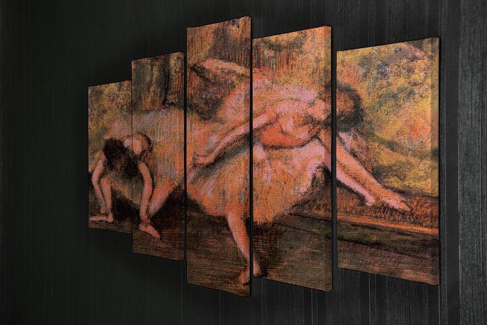 Two dancers on a bank by Degas 5 Split Panel Canvas - Canvas Art Rocks - 2