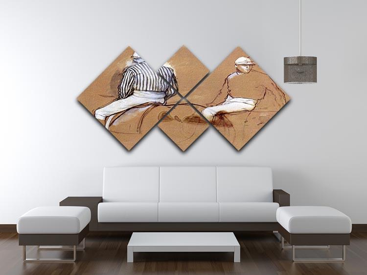 Two jockeys by Degas 4 Square Multi Panel Canvas - Canvas Art Rocks - 3