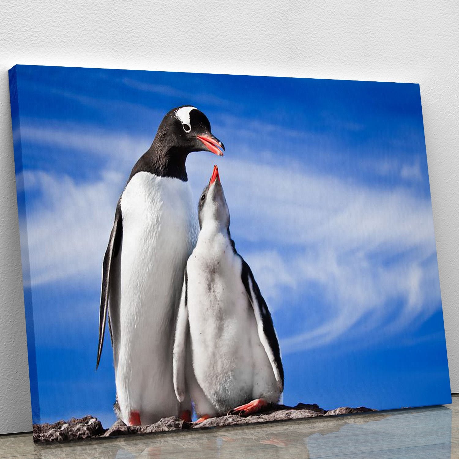 Two penguins resting Canvas Print or Poster