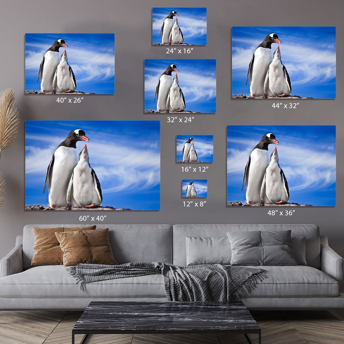 Two penguins resting Canvas Print or Poster