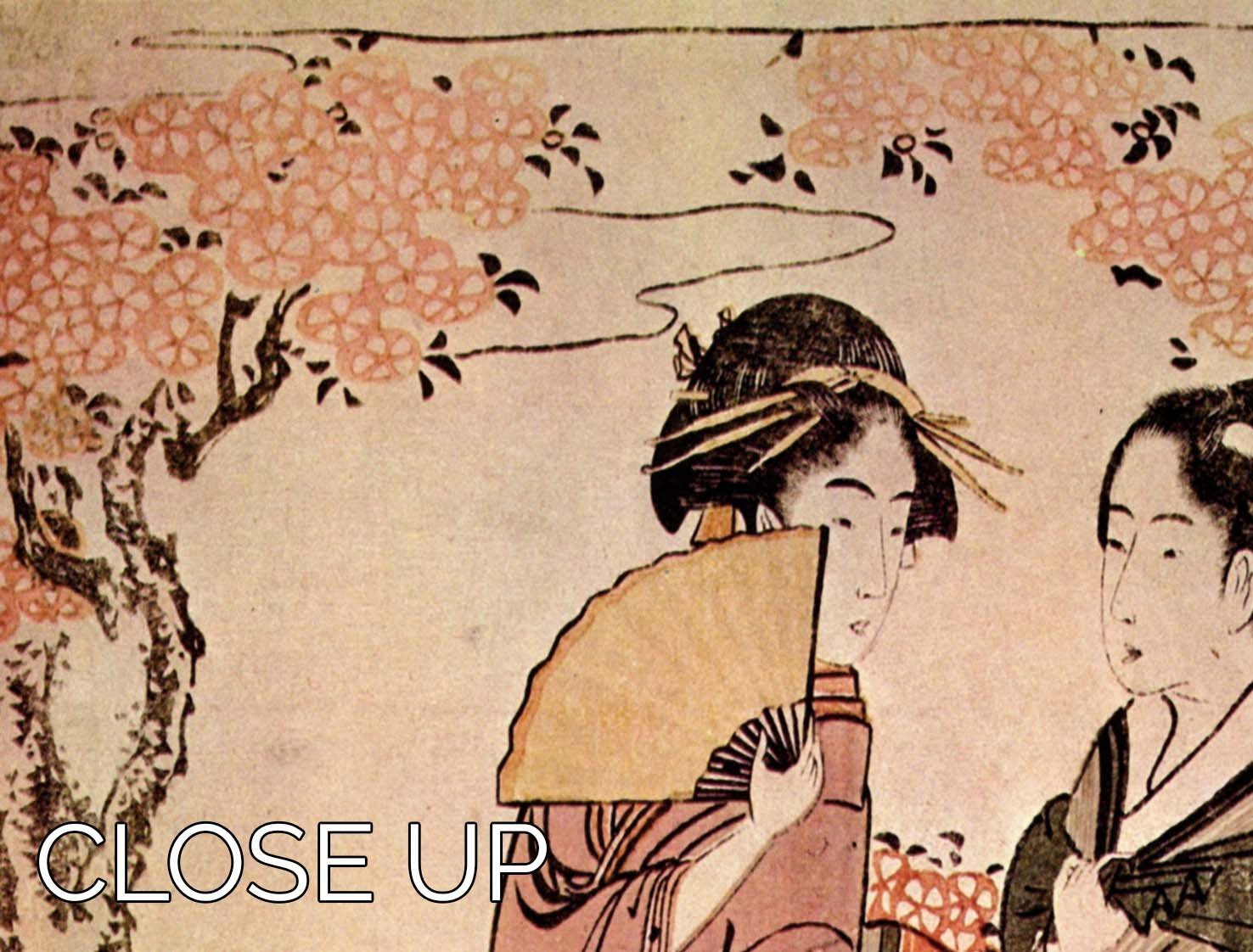 Two women by Hokusai 3 Split Panel Canvas Print - Canvas Art Rocks - 3