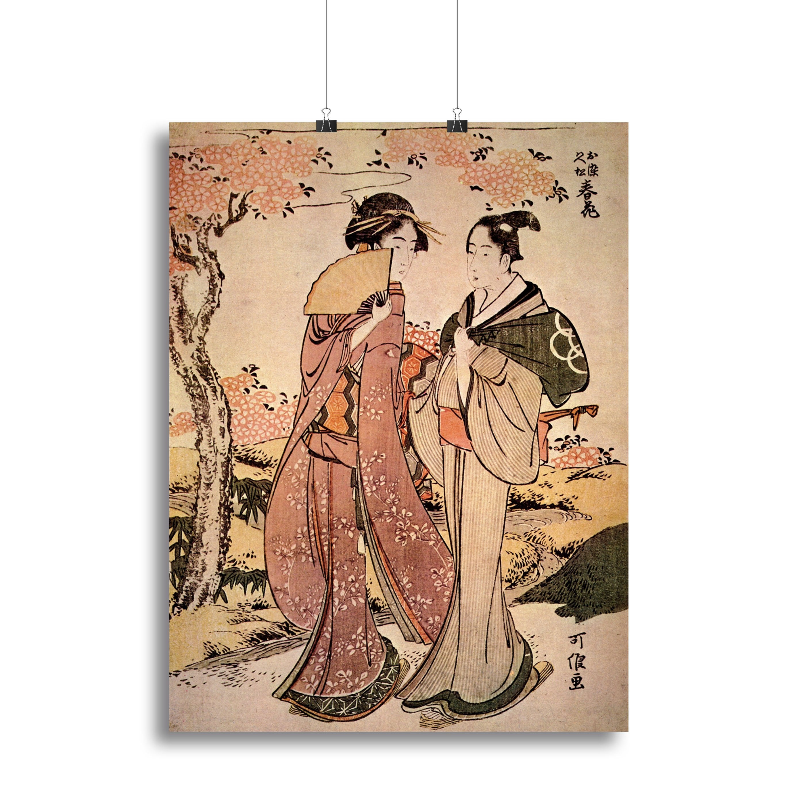 Two women by Hokusai Canvas Print or Poster