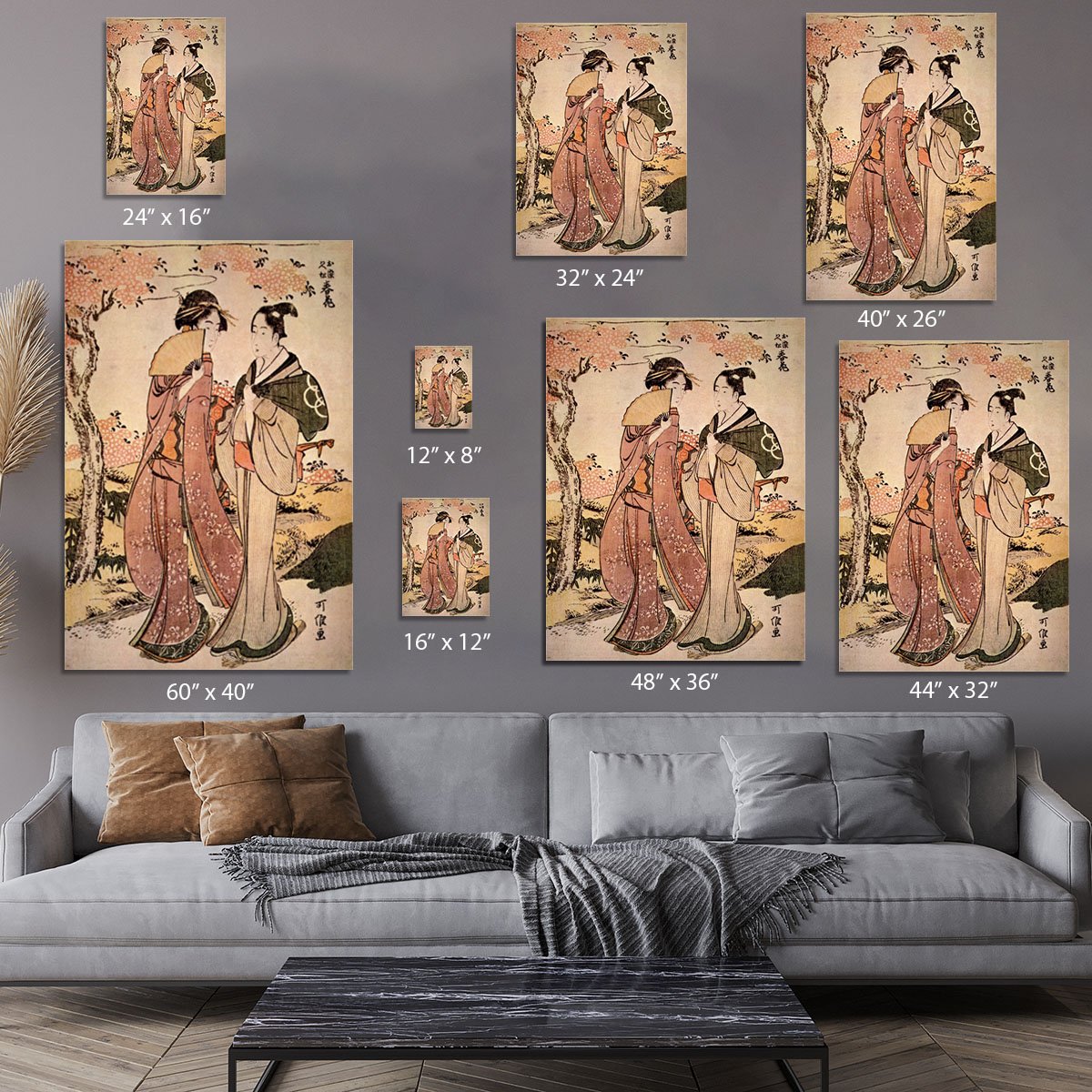 Two women by Hokusai Canvas Print or Poster