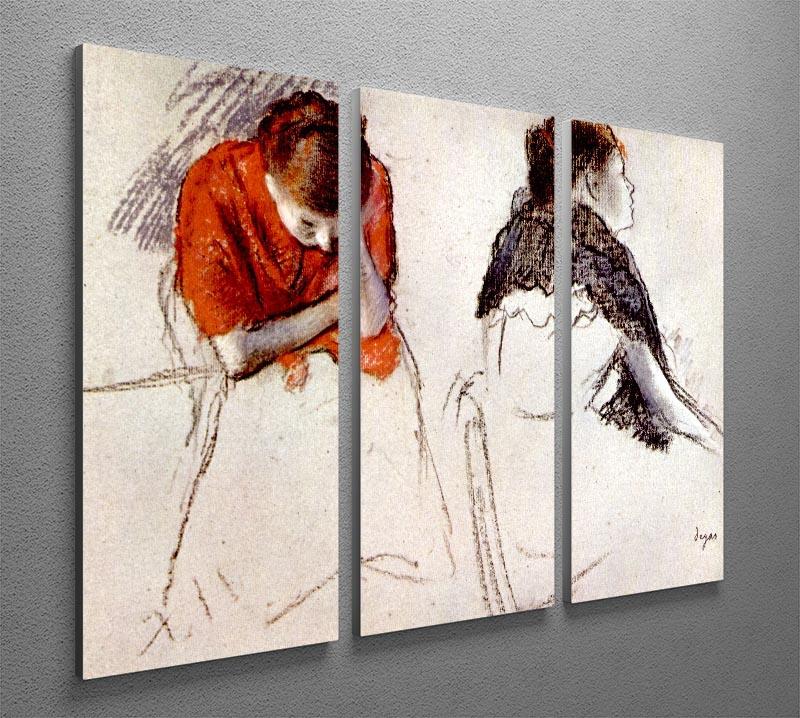 Two women seated by Degas 3 Split Panel Canvas Print - Canvas Art Rocks - 2