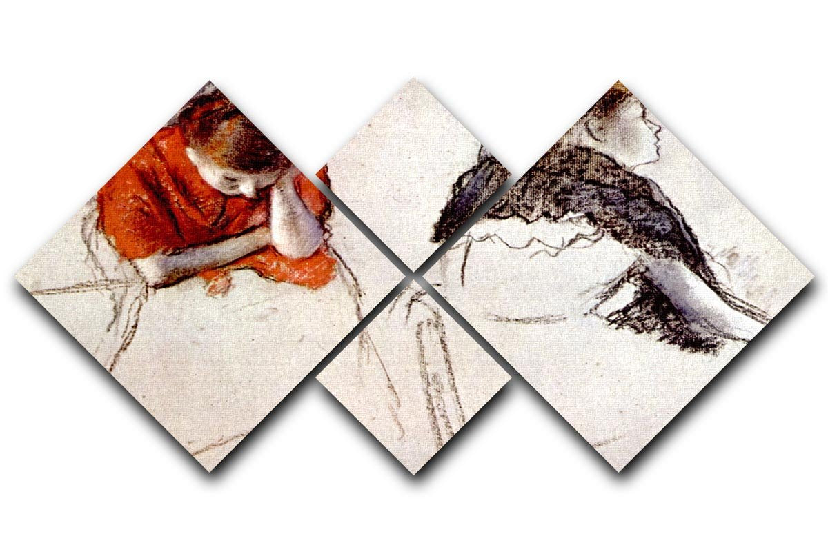 Two women seated by Degas 4 Square Multi Panel Canvas - Canvas Art Rocks - 1