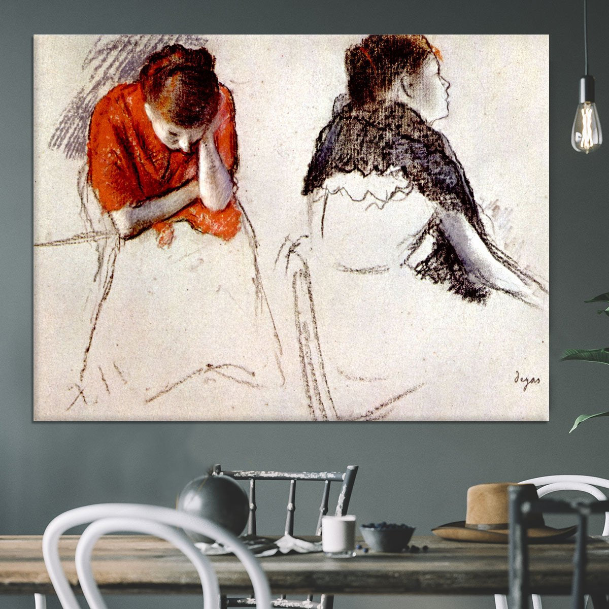 Two women seated by Degas Canvas Print or Poster