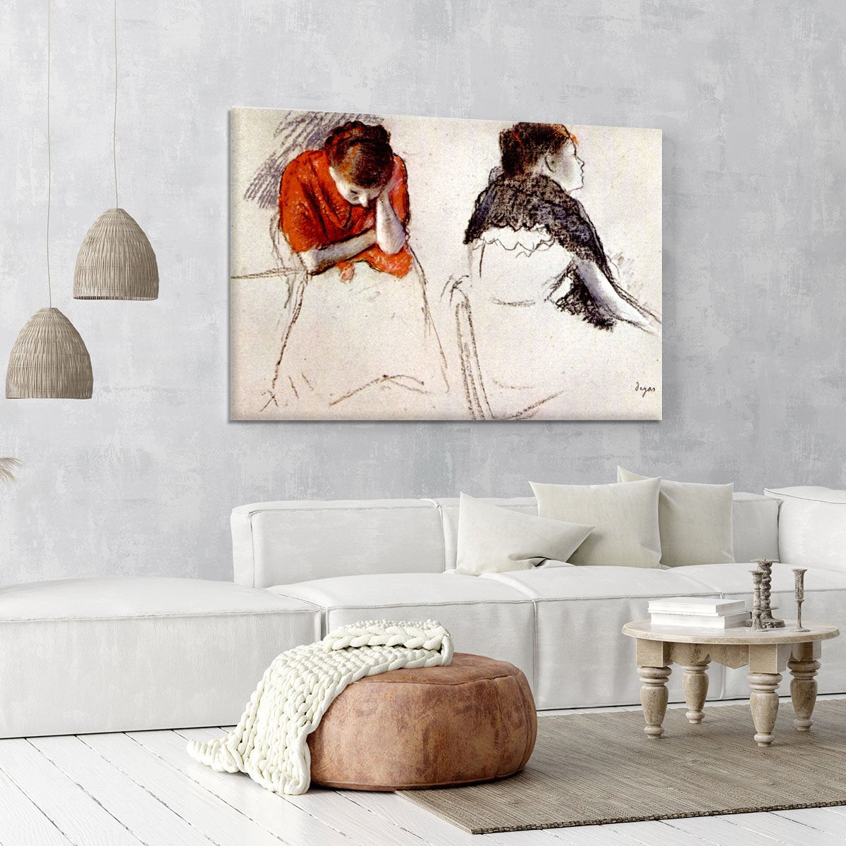 Two women seated by Degas Canvas Print or Poster
