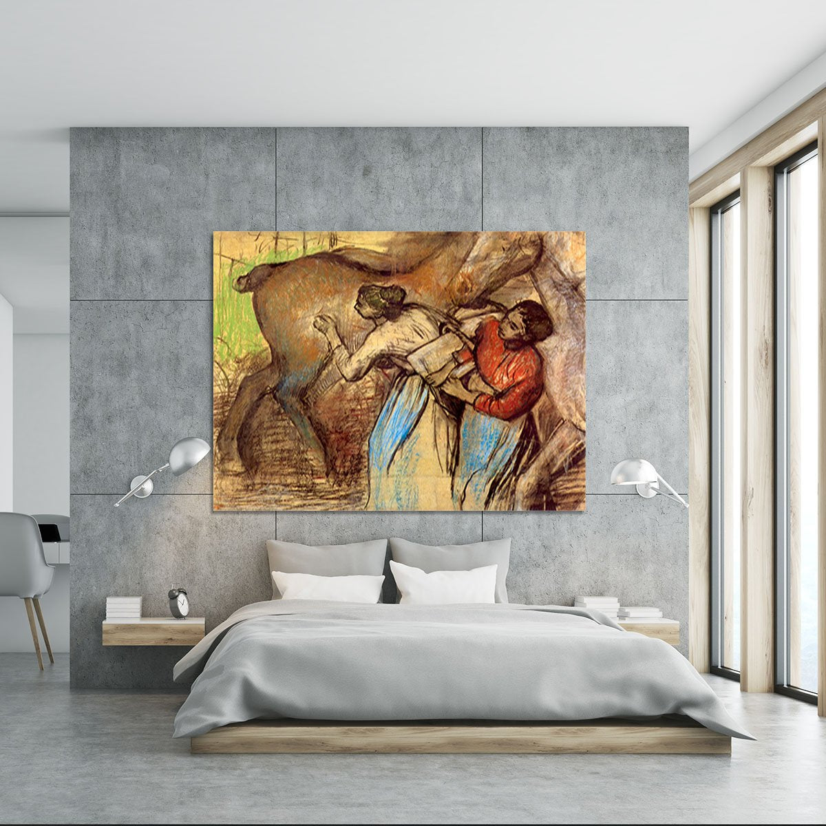Two women washing horses by Degas Canvas Print or Poster