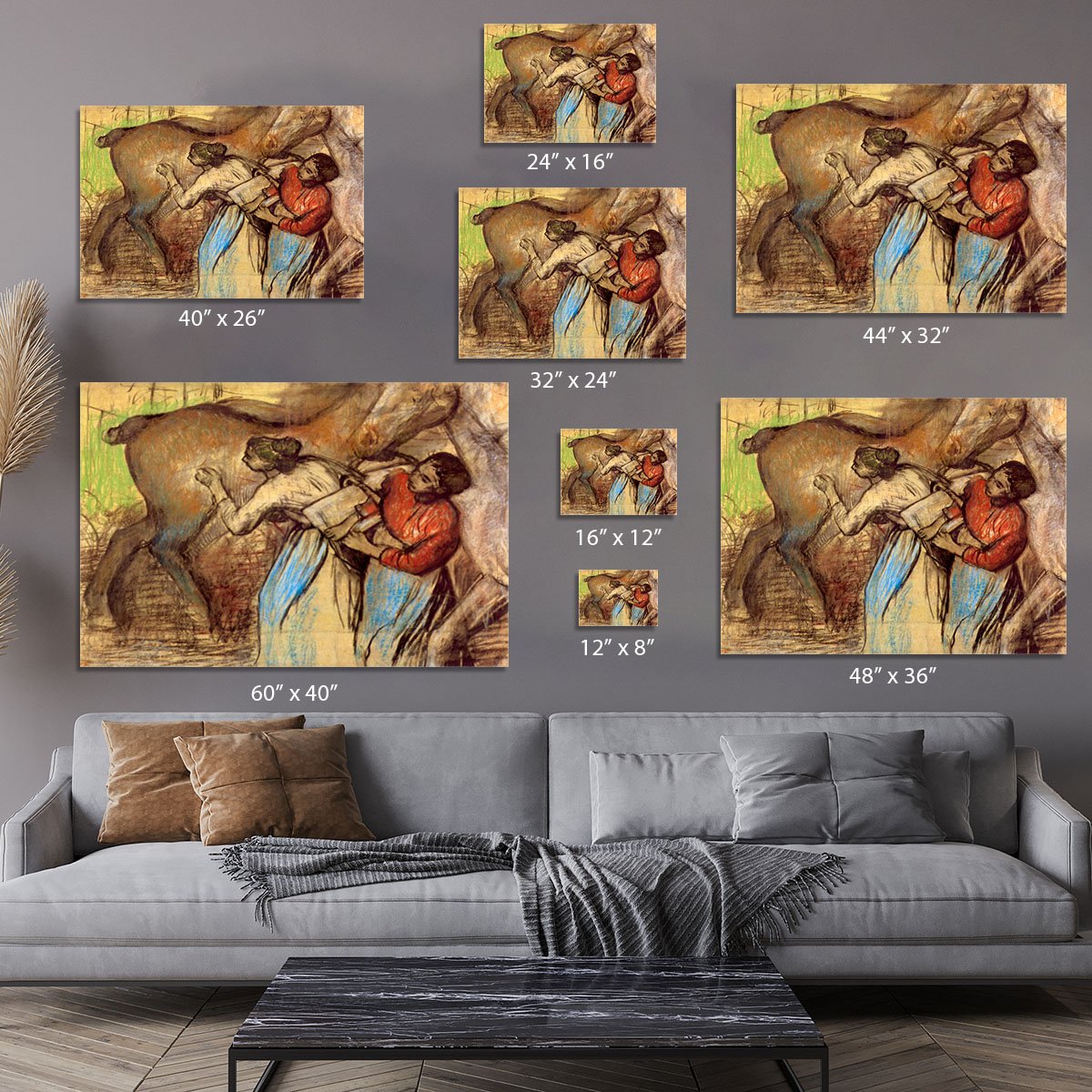 Two women washing horses by Degas Canvas Print or Poster