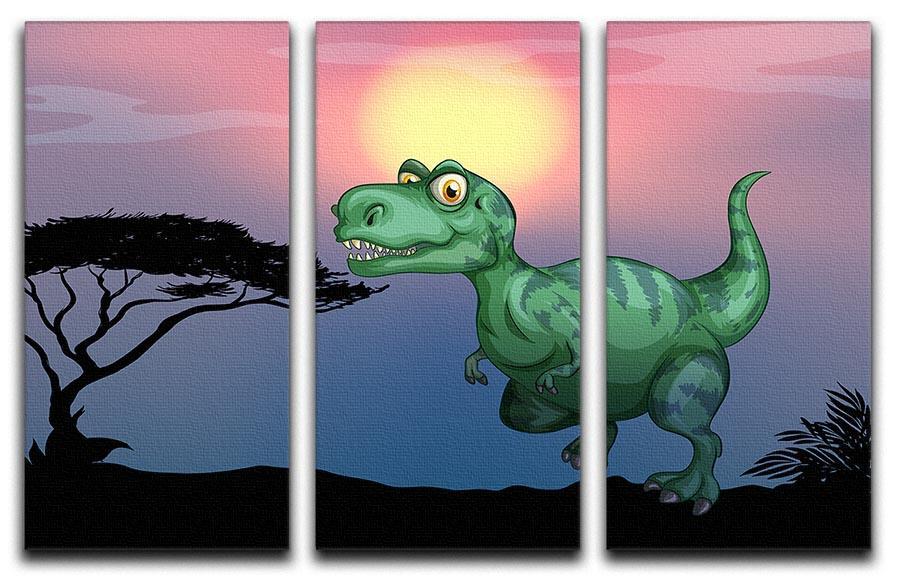 Tyrannosaurus rex in the field 3 Split Panel Canvas Print - Canvas Art Rocks - 1