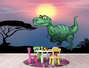 Tyrannosaurus rex in the field Wall Mural Wallpaper - Canvas Art Rocks - 2