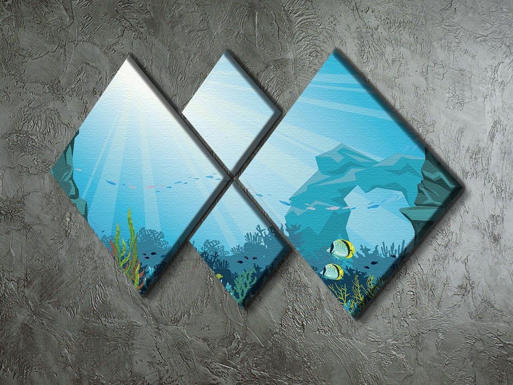 Underwater arch on a blue sea 4 Square Multi Panel Canvas  - Canvas Art Rocks - 2