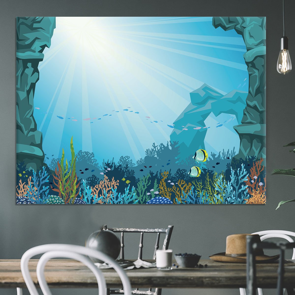 Underwater arch on a blue sea Canvas Print or Poster