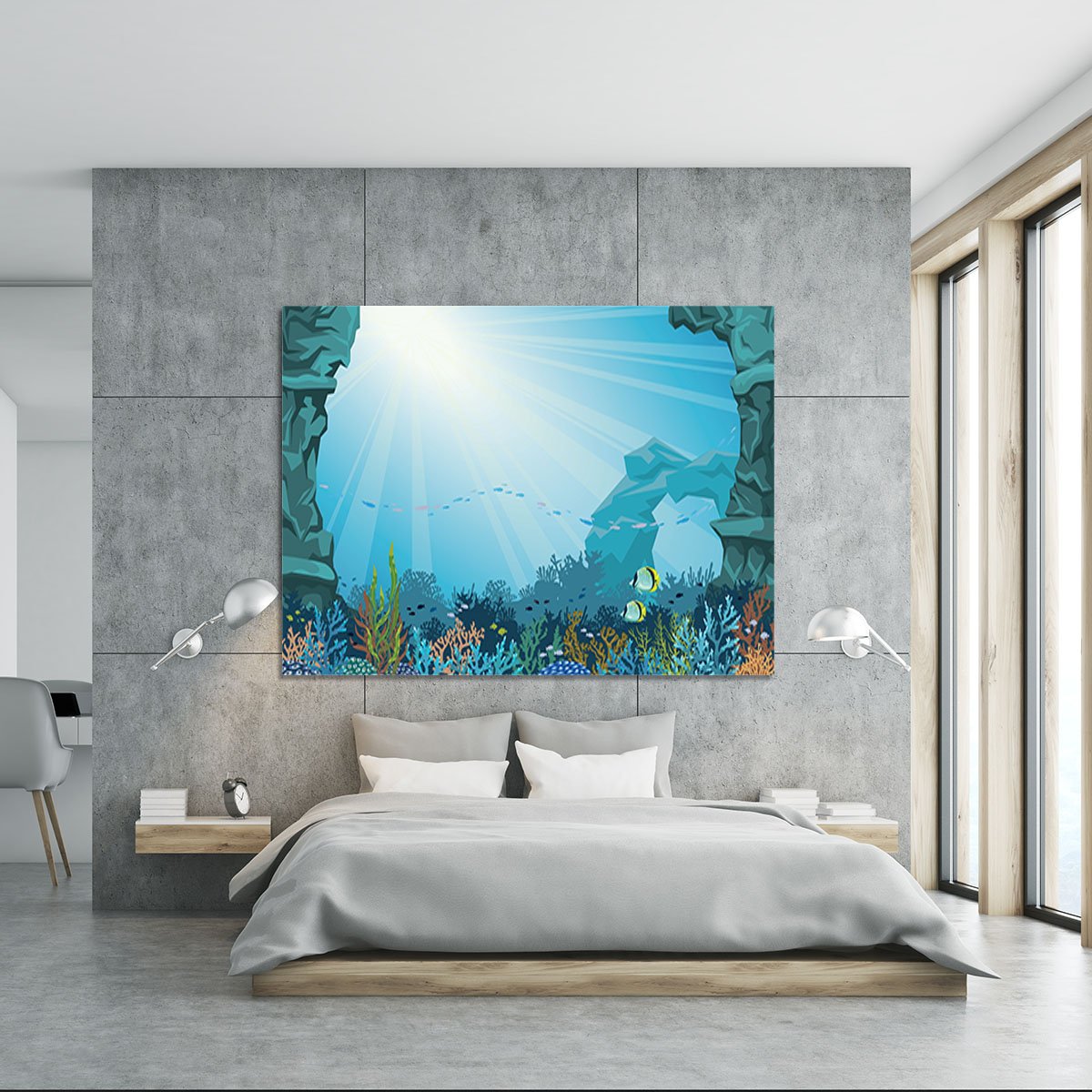 Underwater arch on a blue sea Canvas Print or Poster