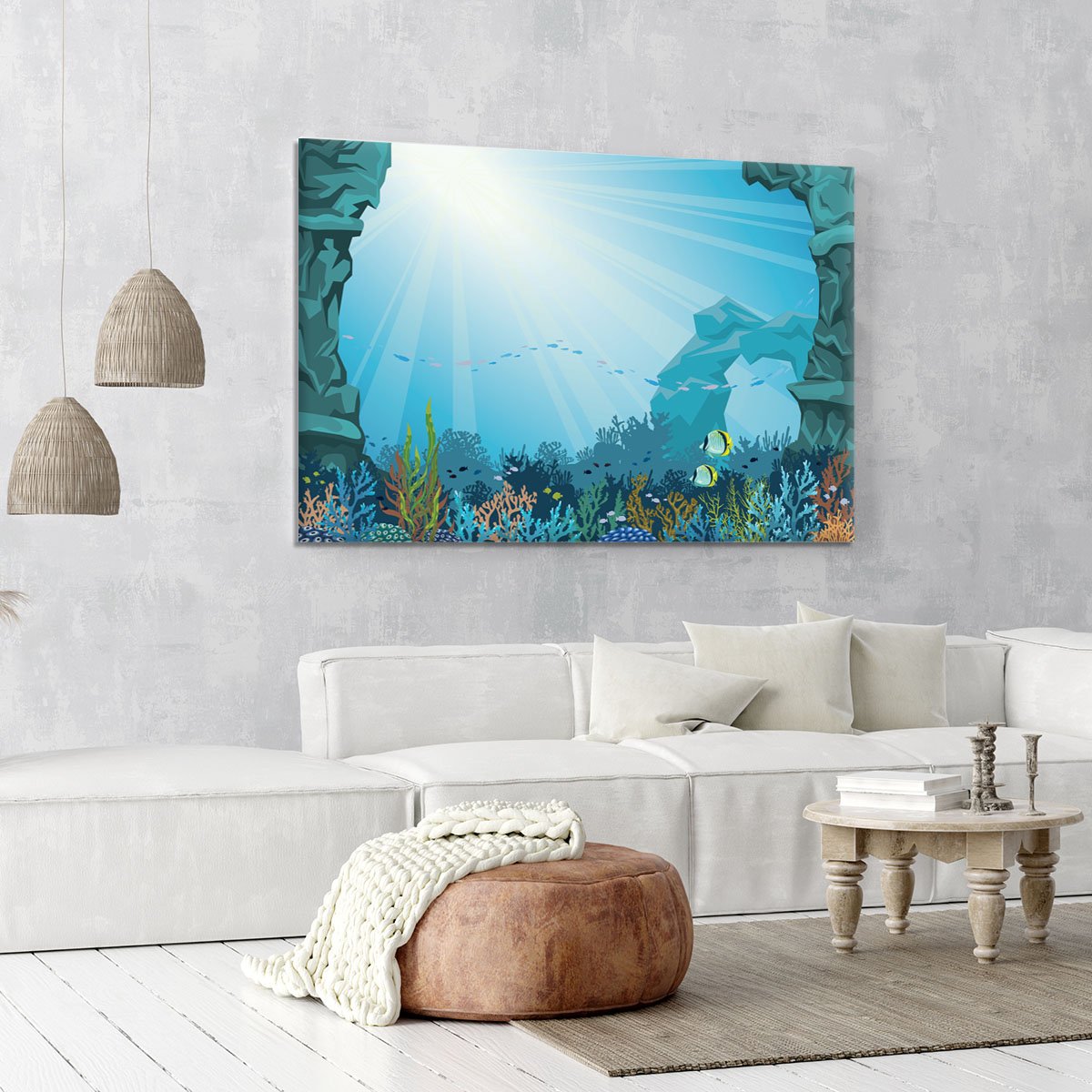Underwater arch on a blue sea Canvas Print or Poster