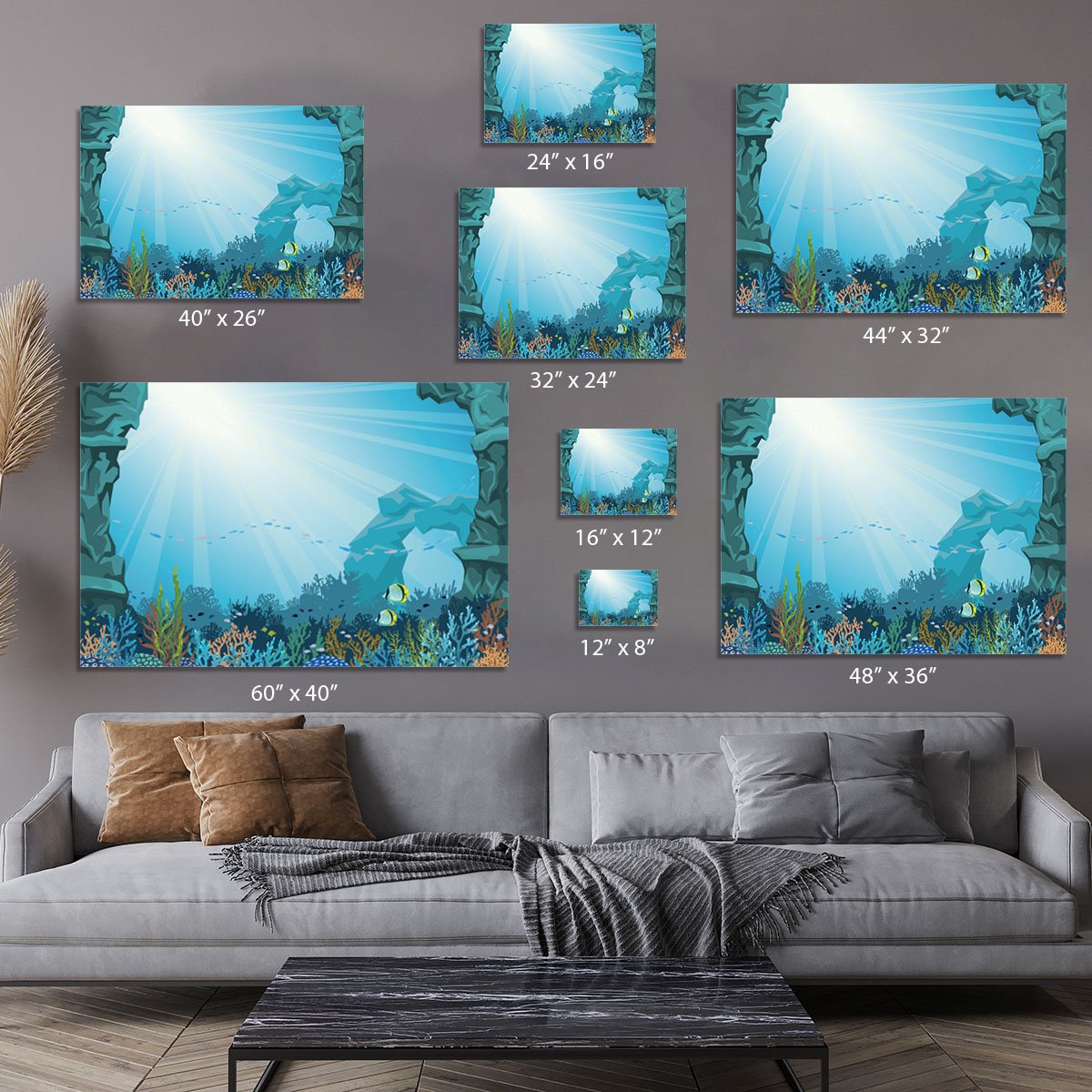Underwater arch on a blue sea Canvas Print or Poster