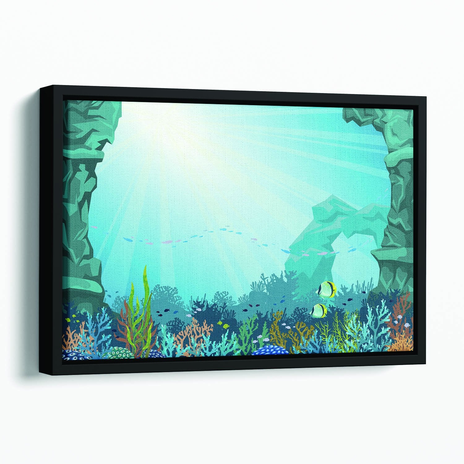 Underwater arch on a blue sea Floating Framed Canvas