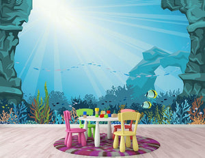 Underwater arch on a blue sea Wall Mural Wallpaper - Canvas Art Rocks - 2