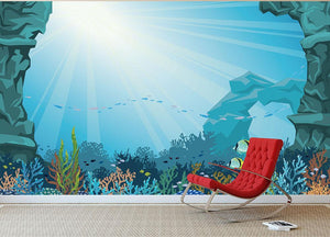 Underwater arch on a blue sea Wall Mural Wallpaper - Canvas Art Rocks - 3
