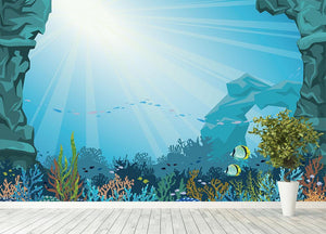 Underwater arch on a blue sea Wall Mural Wallpaper - Canvas Art Rocks - 4