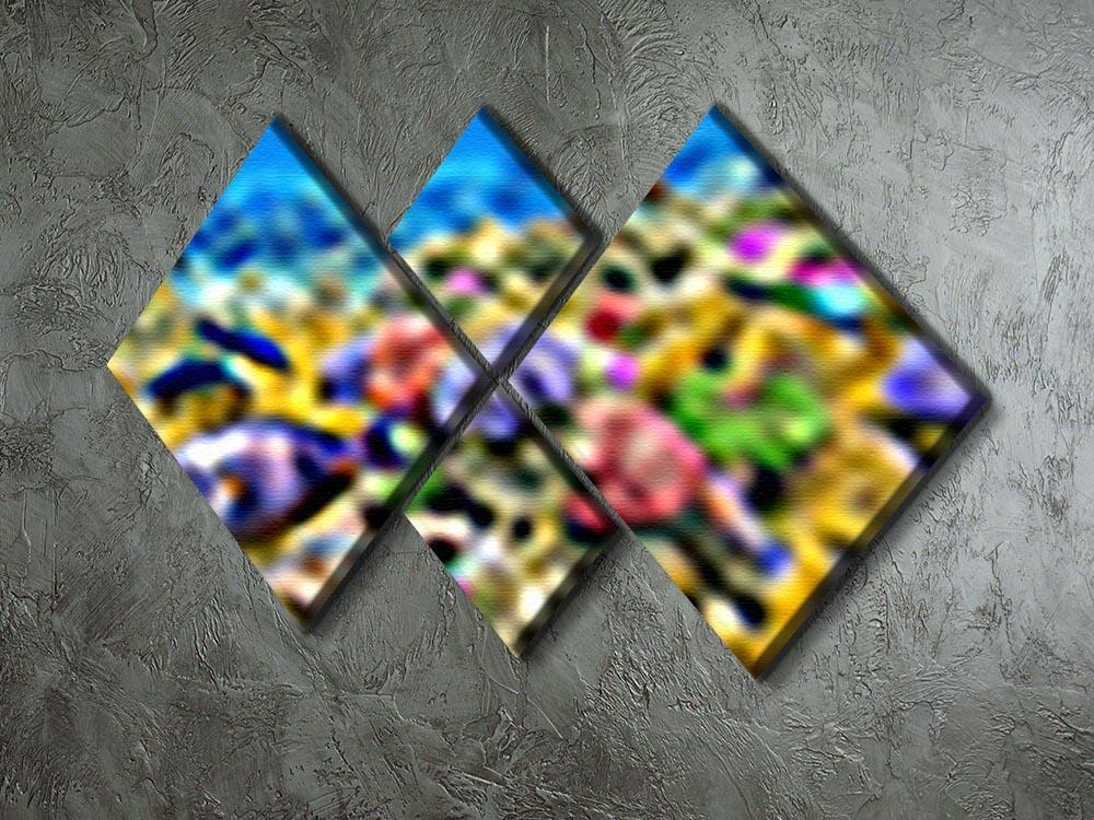 Underwater world with corals and tropical fish 4 Square Multi Panel Canvas  - Canvas Art Rocks - 2